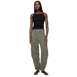 Abercrombie & Fitch Mid Rise Barrel Cargo Pants‎ Olive Green Sz 2/26 Short